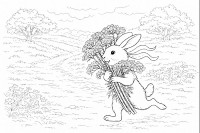 Jess running with wild flowers colouring page