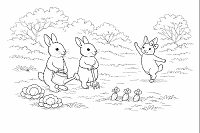 Little Rabbit, William and 
        Maisie line drawing